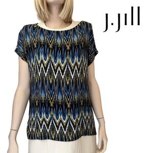 J. Jill Rayon Batwing Sleeve Poncho Design Shirt Tank Tunic Aztec Print XSP XS S